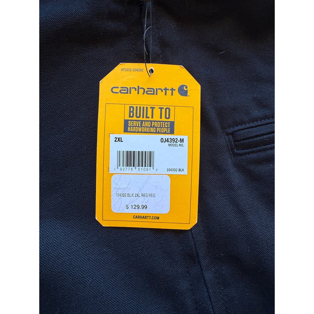 NWT Carhartt XXL Duck Sherpa Lined Hooded Black Zip Up Canvas Jacket - Picture 5 of 8